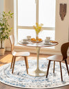 Savannah Elegance Collection Area Rug -  Tybee (Ivory Aqua) Round Ivory Aqua  lifestyle 44
