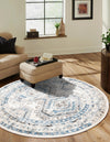 Savannah Elegance Collection Area Rug -  Tybee (Ivory Aqua) Round Ivory Aqua  lifestyle 49