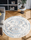 Savannah Elegance Collection Area Rug -  Tybee (Ivory Aqua) Round Ivory Aqua  lifestyle 59