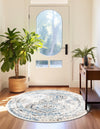 Savannah Elegance Collection Area Rug -  Tybee (Ivory Aqua) Round Ivory Aqua  lifestyle 69