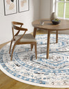 Savannah Elegance Collection Area Rug -  Tybee (Ivory Aqua) Round Ivory Aqua  lifestyle 74