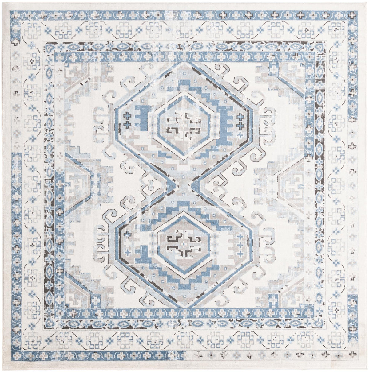 Savannah Elegance Collection Area Rug -  Tybee (Ivory Aqua) Square Ivory Aqua  lifestyle 15