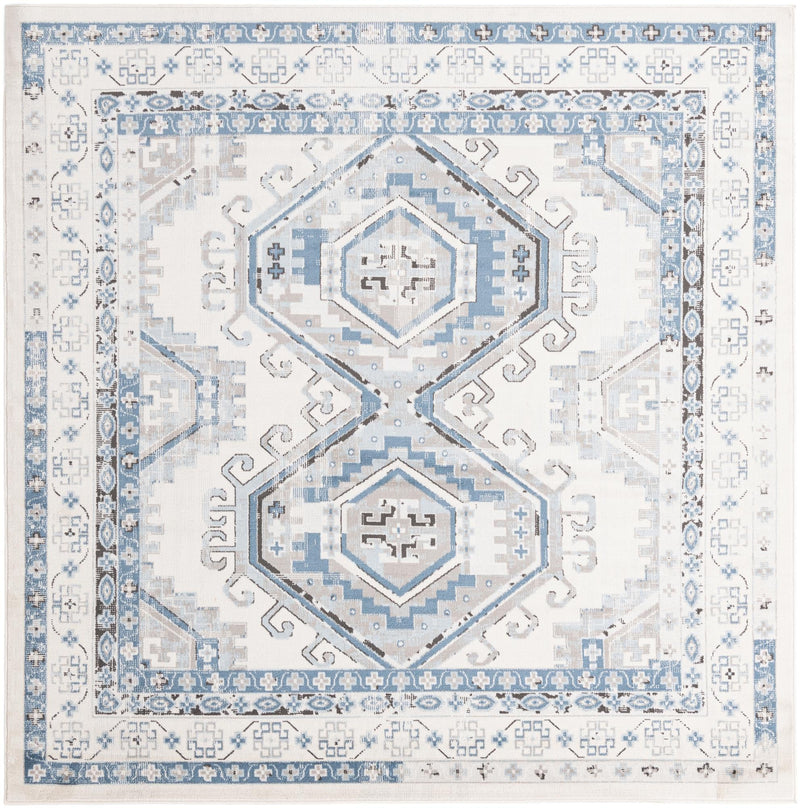 Savannah Elegance Collection Area Rug -  Tybee (Ivory Aqua) Square Ivory Aqua  lifestyle 15