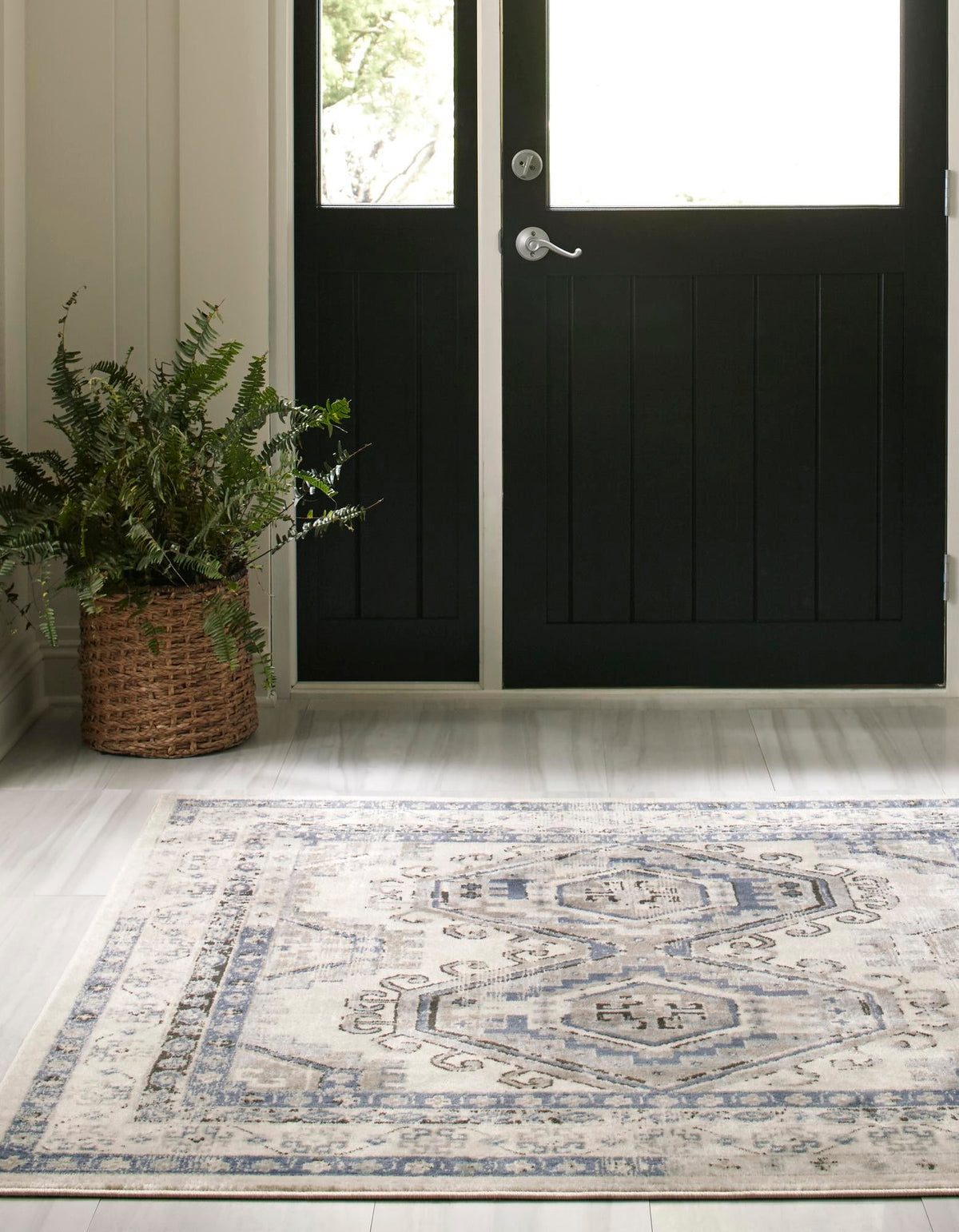 Savannah Elegance Collection Area Rug -  Tybee (Ivory Aqua) Square Ivory Aqua  lifestyle 25