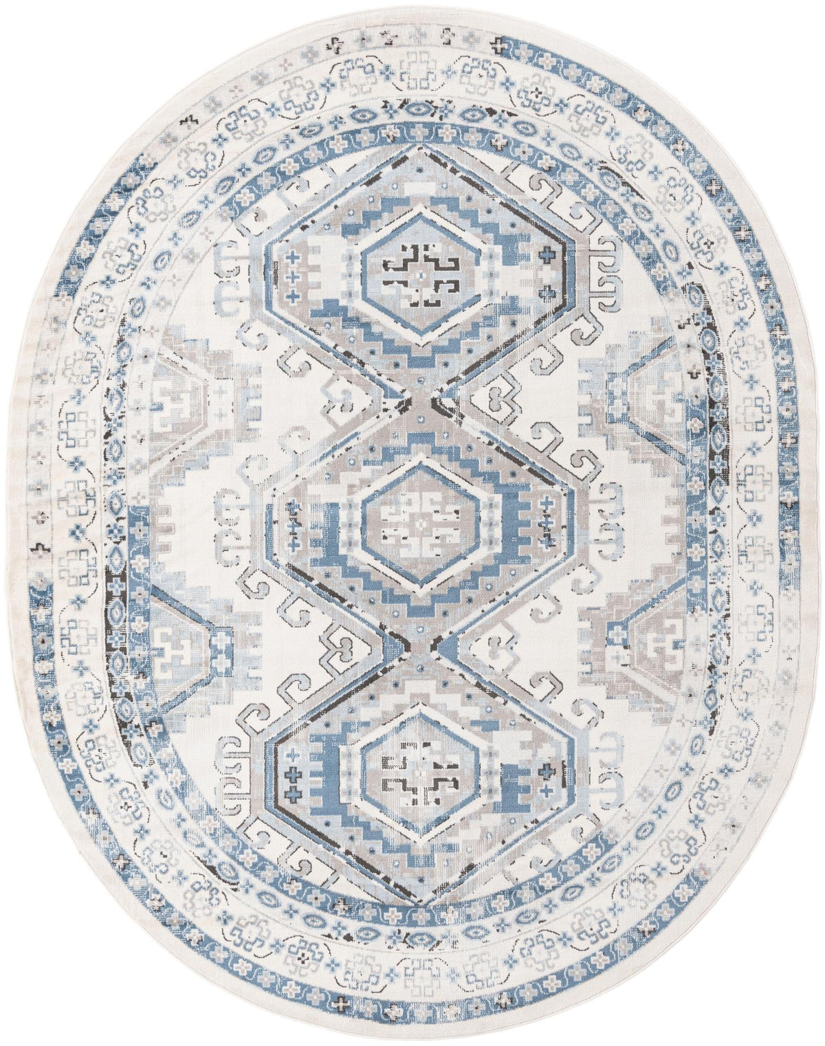 Savannah Elegance Collection Area Rug -  Tybee (Ivory Aqua) Oval Ivory Aqua  lifestyle 16