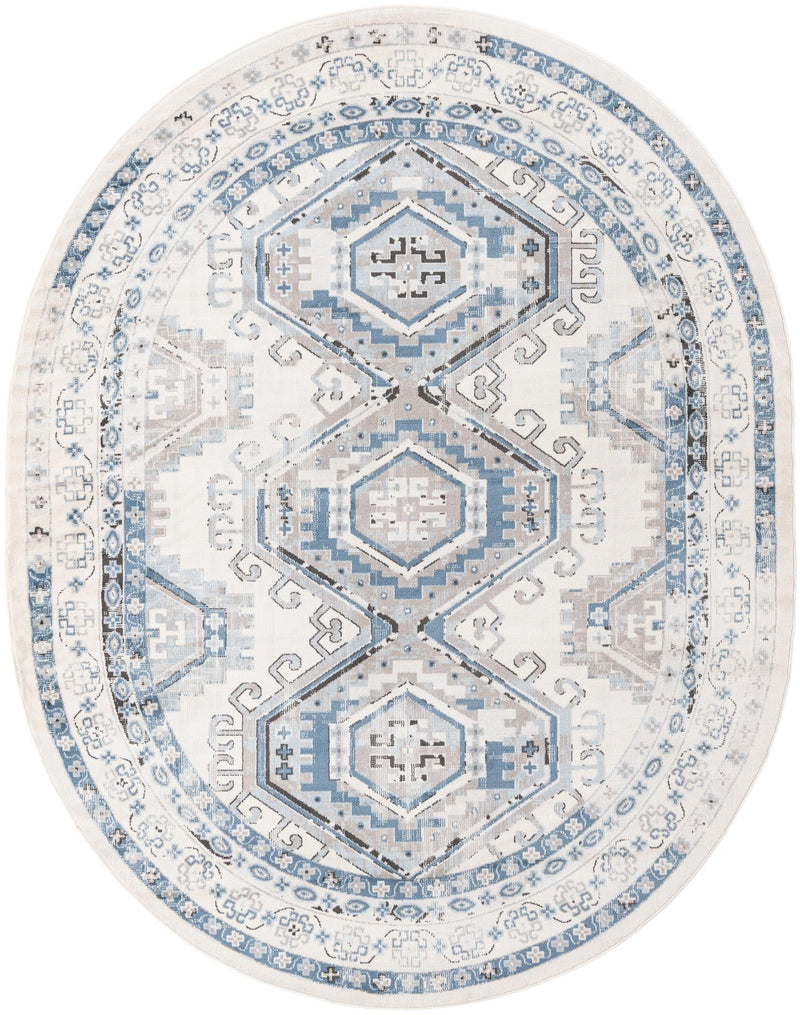 Savannah Elegance Collection Area Rug -  Tybee (Ivory Aqua) Oval Ivory Aqua  lifestyle 16