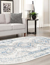 Savannah Elegance Collection Area Rug -  Tybee (Ivory Aqua) Oval Ivory Aqua  lifestyle 42