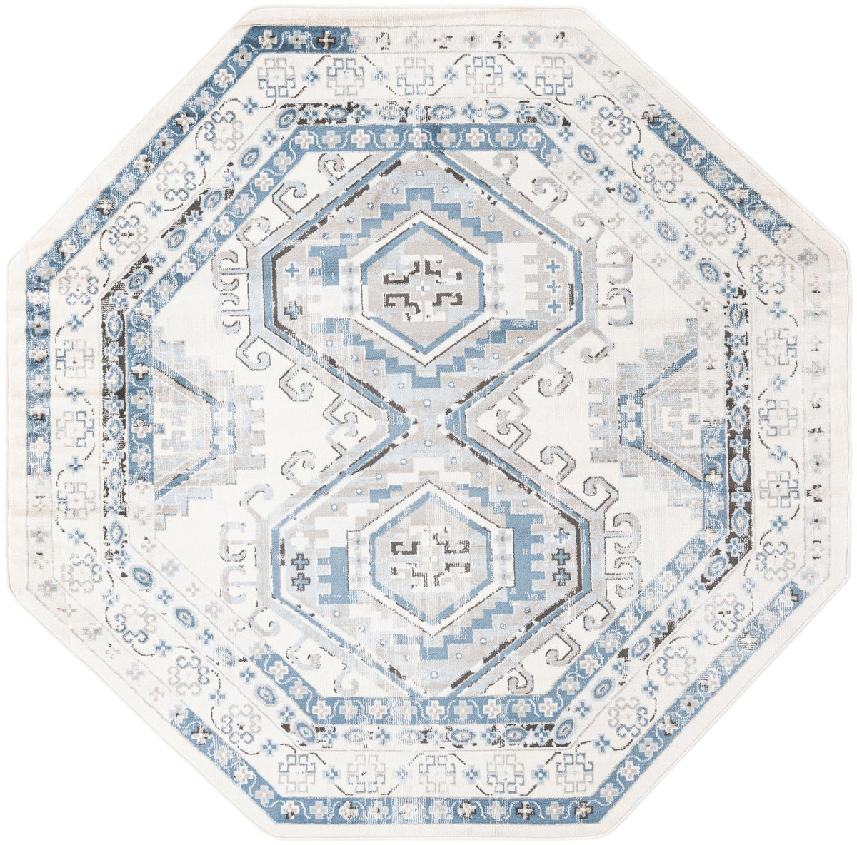 Savannah Elegance Collection Area Rug -  Tybee (Ivory Aqua) Octagon Ivory Aqua  lifestyle 17
