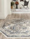 Savannah Elegance Collection Area Rug -  Tybee (Ivory Aqua) Octagon Ivory Aqua  lifestyle 27