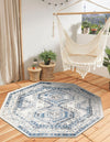 Savannah Elegance Collection Area Rug -  Tybee (Ivory Aqua) Octagon Ivory Aqua  lifestyle 47