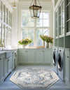 Savannah Elegance Collection Area Rug -  Tybee (Ivory Aqua) Octagon Ivory Aqua  lifestyle 51
