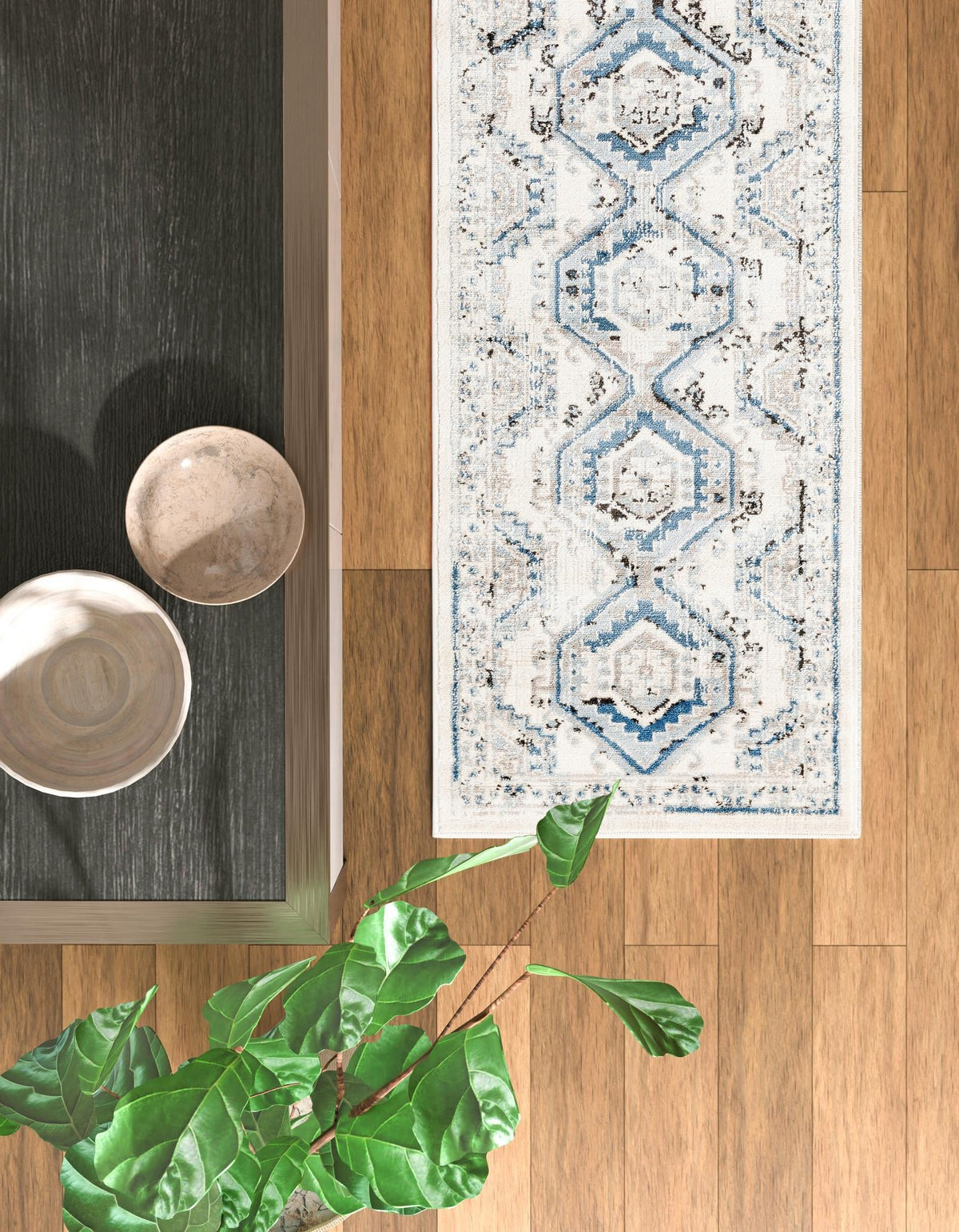 Savannah Elegance Collection Area Rug -  Tybee (Ivory Aqua) Runner Ivory Aqua  lifestyle 76