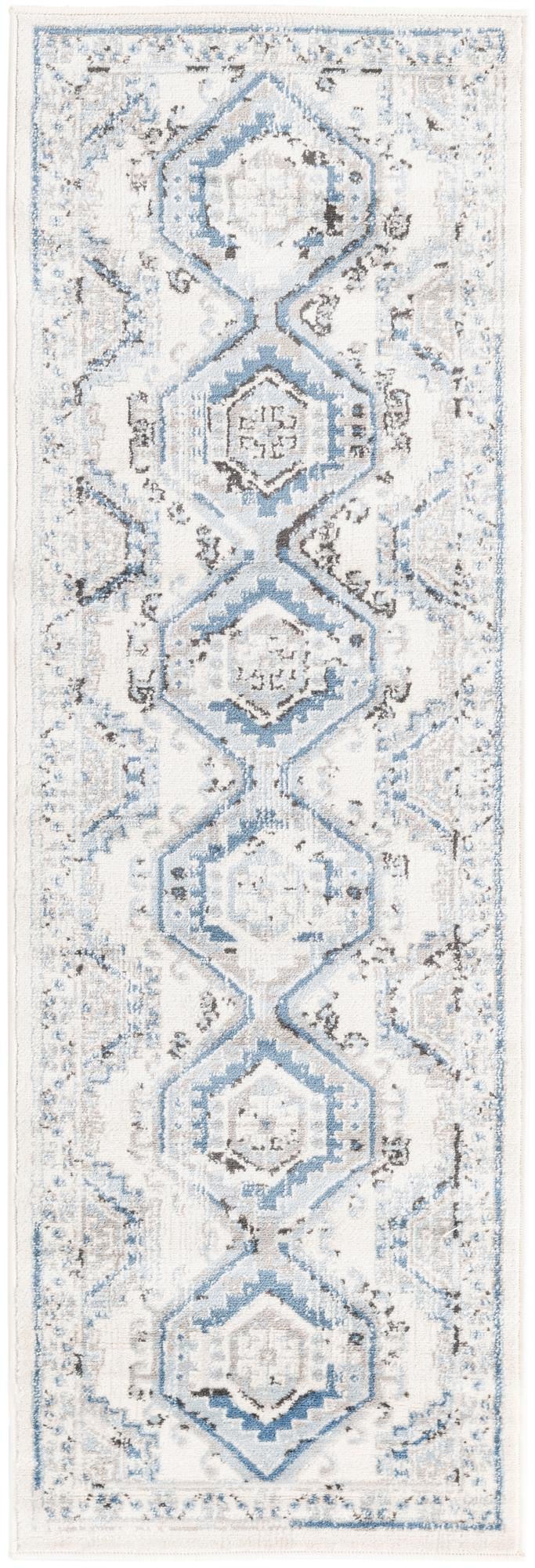 Savannah Elegance Collection Area Rug -  Tybee (Ivory Aqua) Runner Ivory Aqua  lifestyle 18