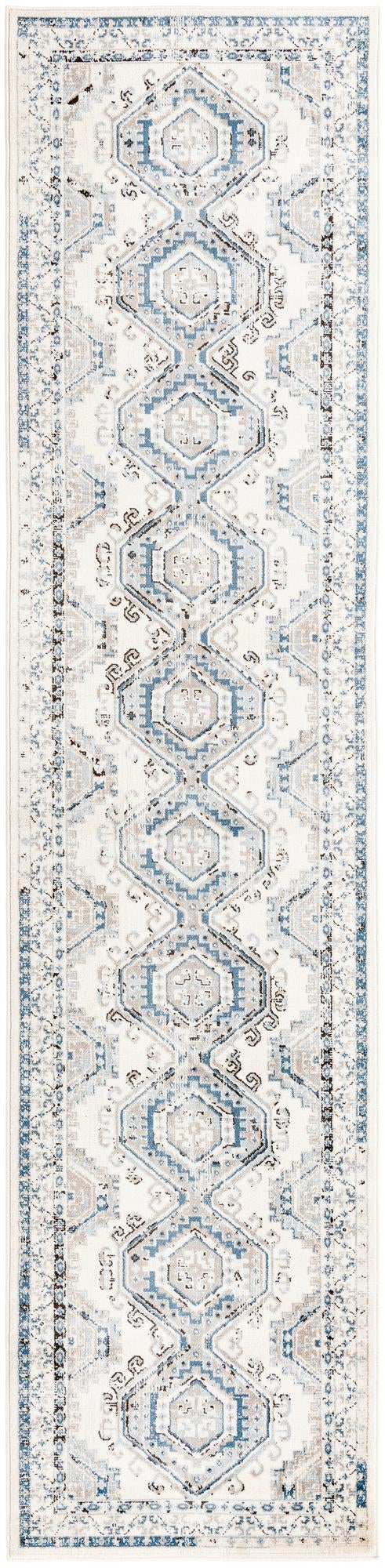 Savannah Elegance Collection Area Rug -  Tybee (Ivory Aqua) Runner Ivory Aqua  lifestyle 52