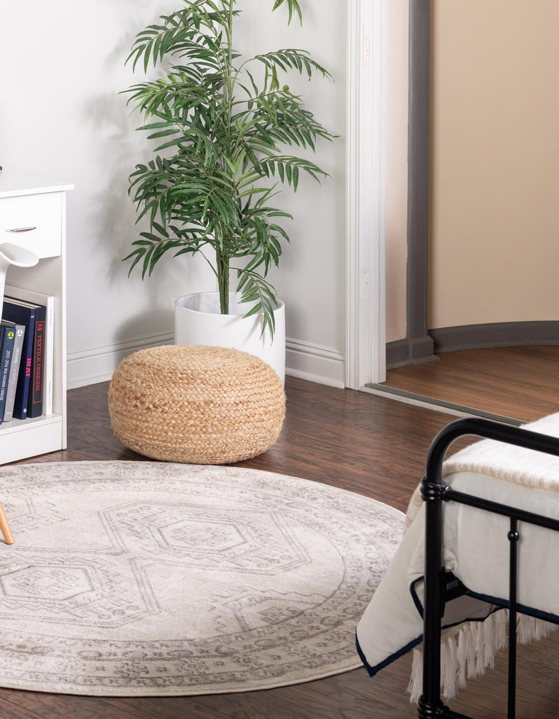 Savannah Elegance Collection Area Rug -  Tybee (Ivory) Round Ivory  lifestyle 14