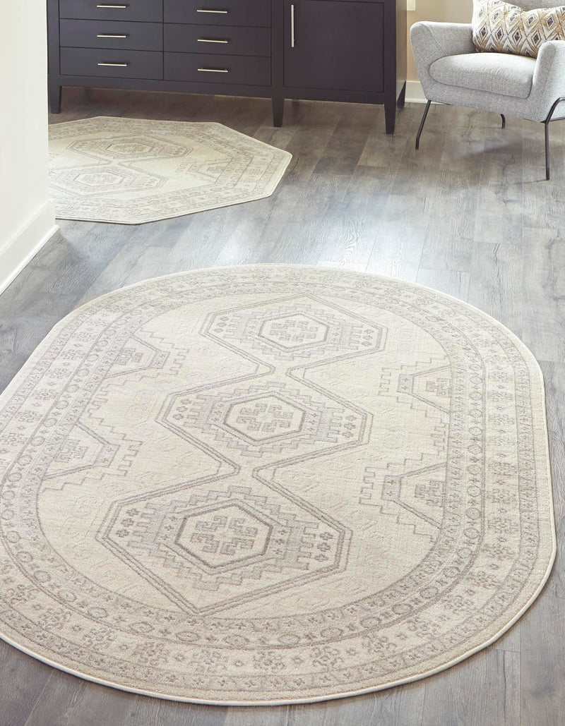 Savannah Elegance Collection Area Rug -  Tybee (Ivory) Oval Ivory  lifestyle 16