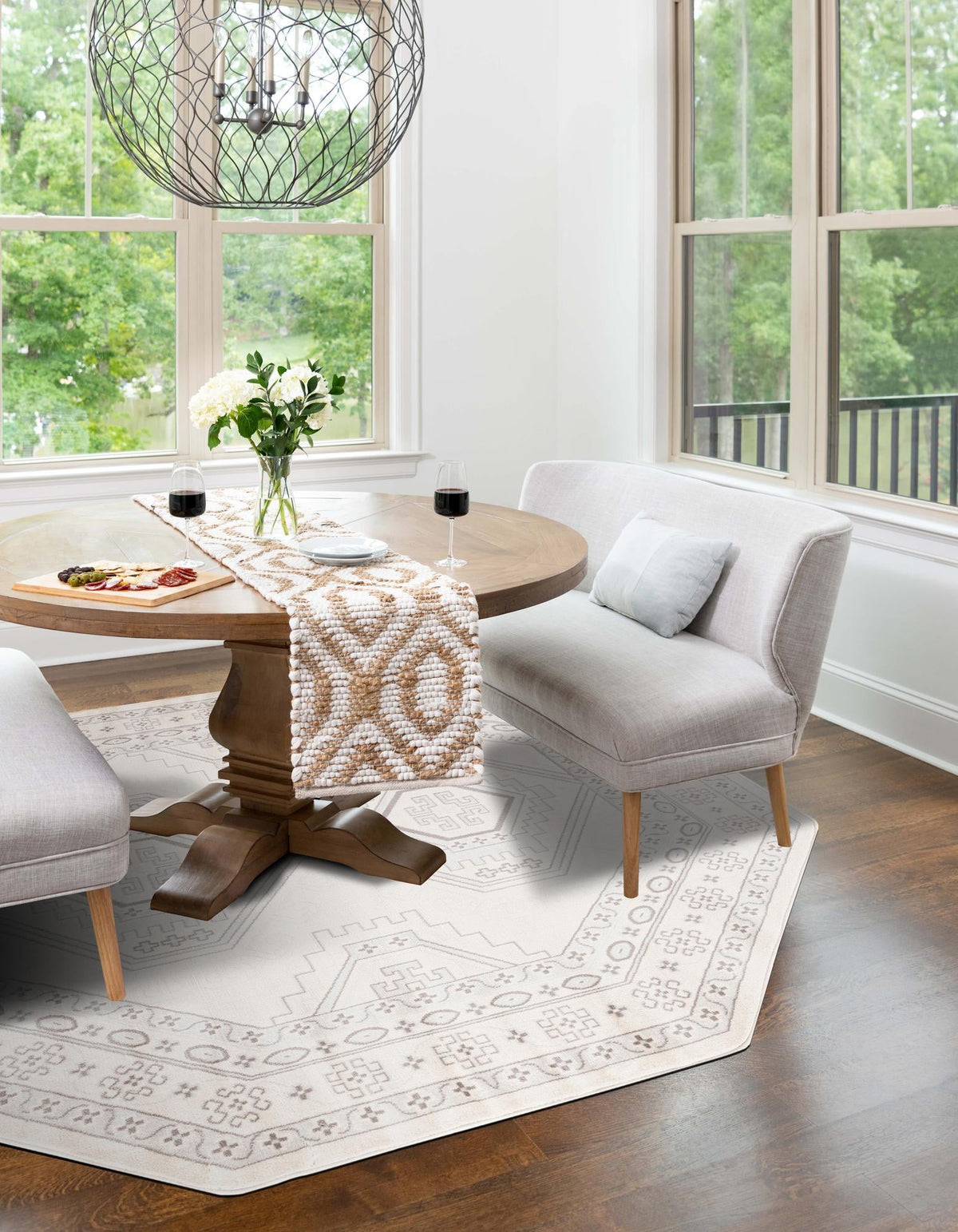 Savannah Elegance Collection Area Rug -  Tybee (Ivory) Octagon Ivory  lifestyle 36