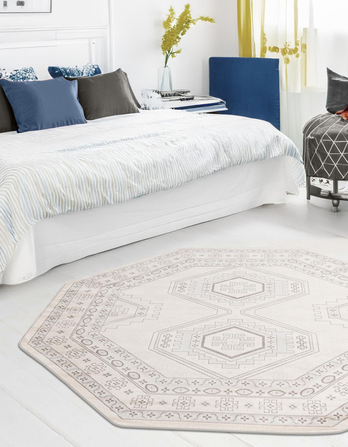 Savannah Elegance Collection Area Rug -  Tybee (Ivory) Octagon Ivory  lifestyle 38