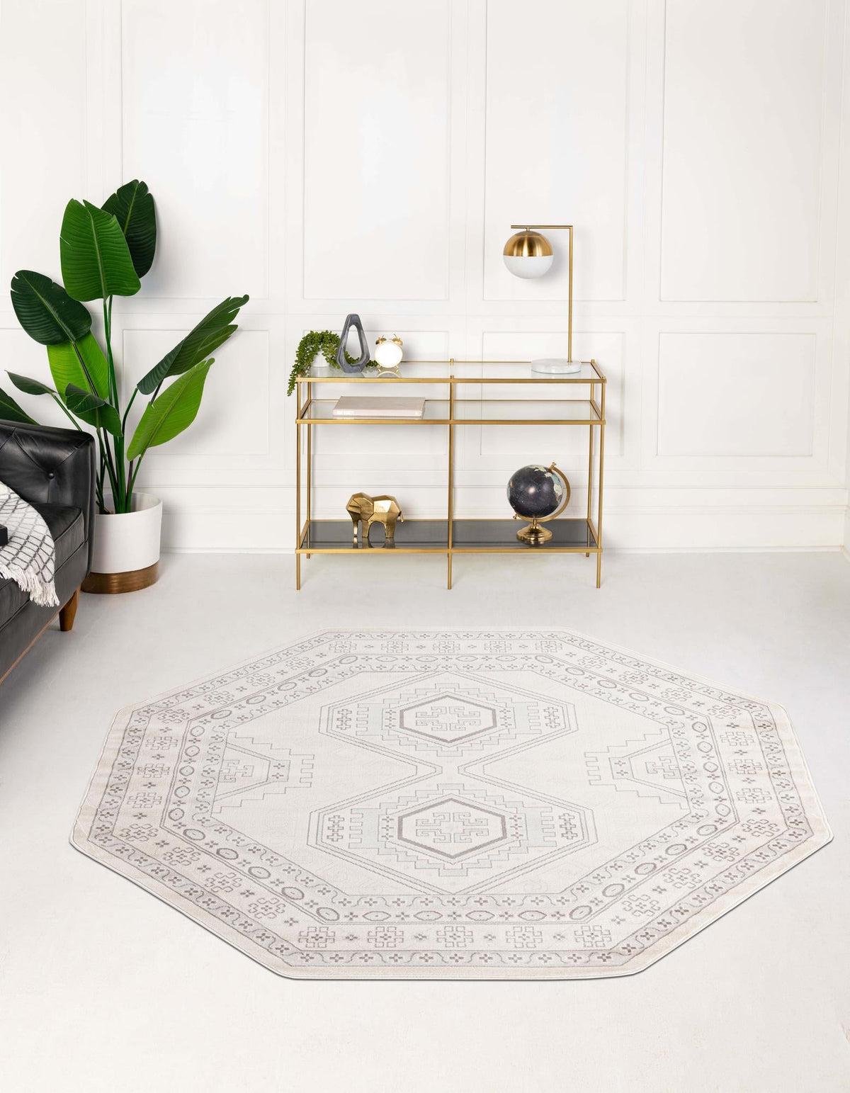 Savannah Elegance Collection Area Rug -  Tybee (Ivory) Octagon Ivory  lifestyle 46