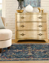 Seville Stripes Collection Area Rug -  Malaga (Navy Blue) Square Navy Blue  lifestyle 14