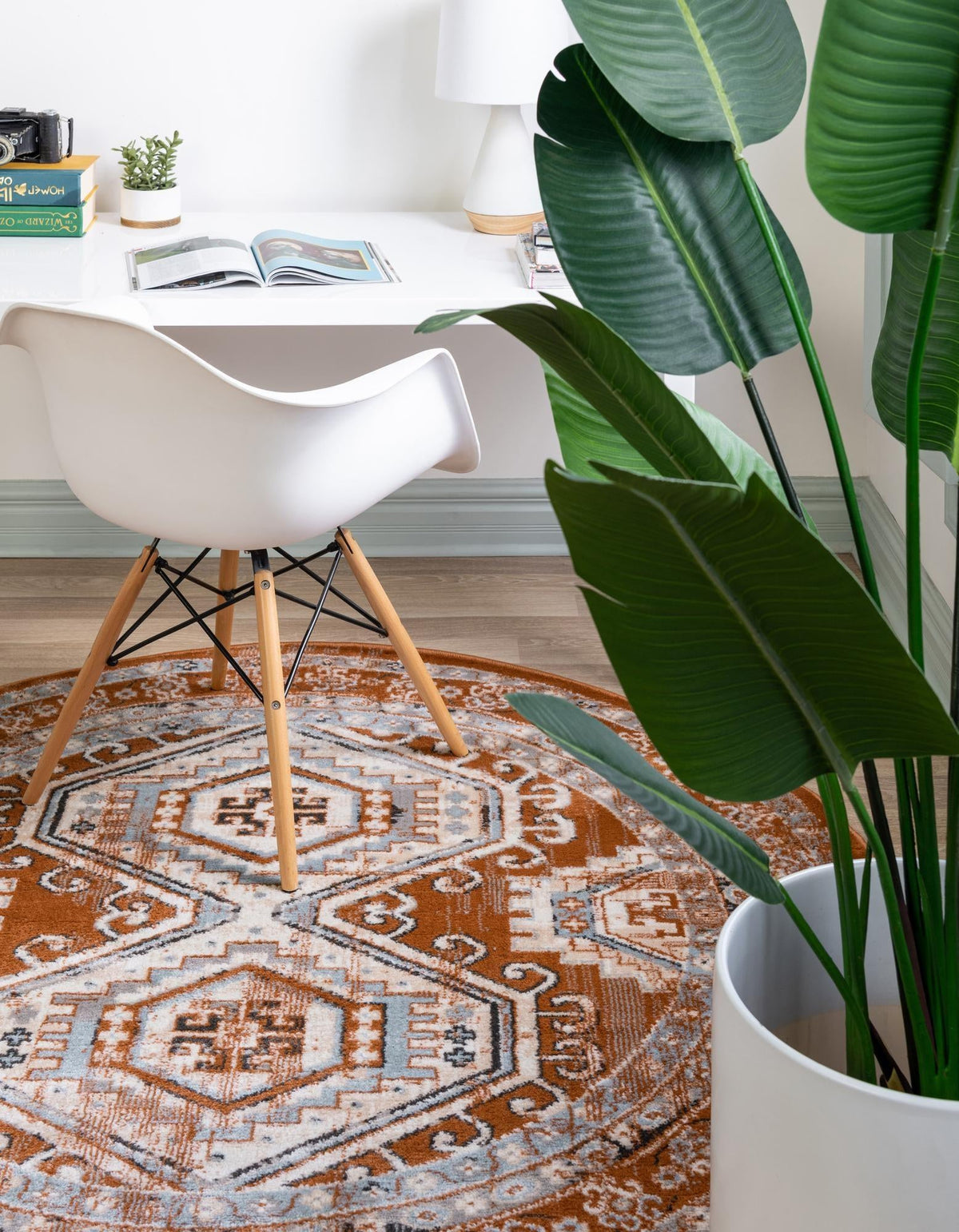 Savannah Elegance Collection Area Rug -  Tybee (Terracotta) Round Terracotta  lifestyle 77