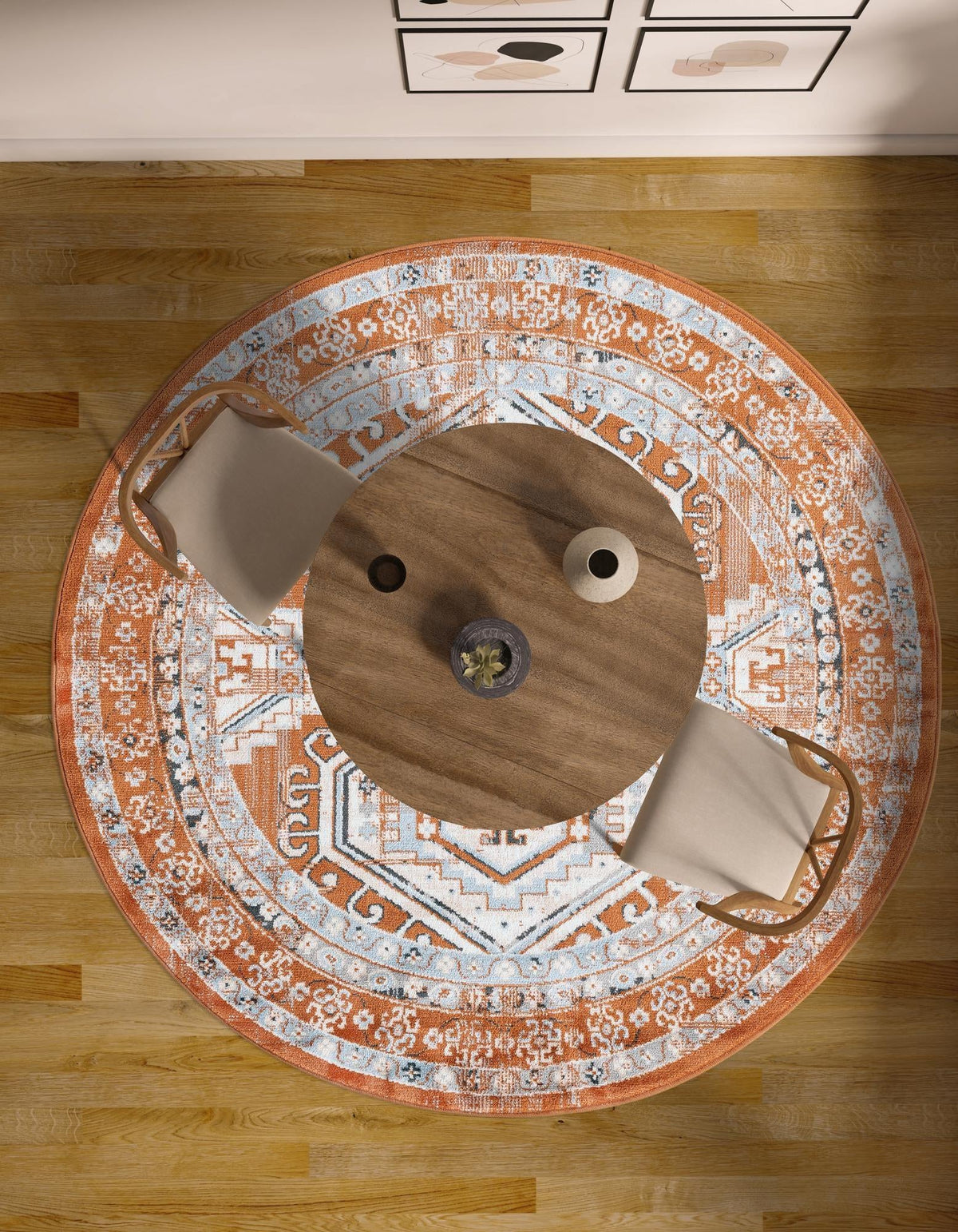 Savannah Elegance Collection Area Rug -  Tybee (Terracotta) Round Terracotta  lifestyle 78