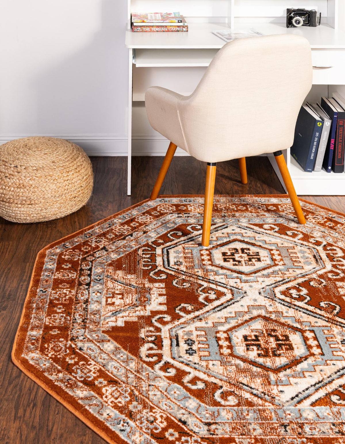 Savannah Elegance Collection Area Rug -  Tybee (Terracotta) Octagon Terracotta  lifestyle 23