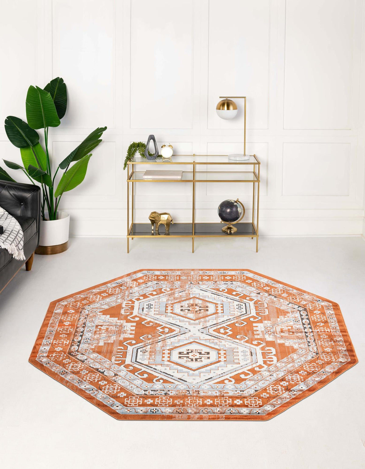Savannah Elegance Collection Area Rug -  Tybee (Terracotta) Octagon Terracotta  lifestyle 42