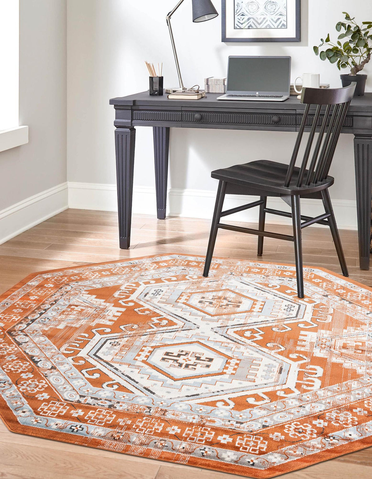 Savannah Elegance Collection Area Rug -  Tybee (Terracotta) Octagon Terracotta  lifestyle 44