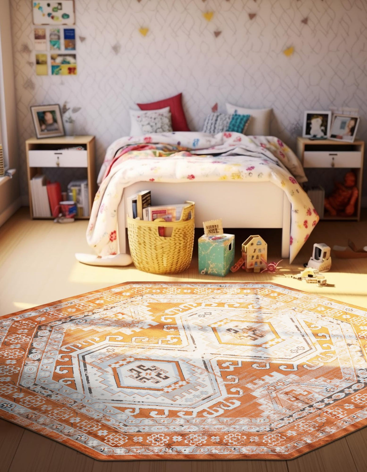 Savannah Elegance Collection Area Rug -  Tybee (Terracotta) Octagon Terracotta  lifestyle 48