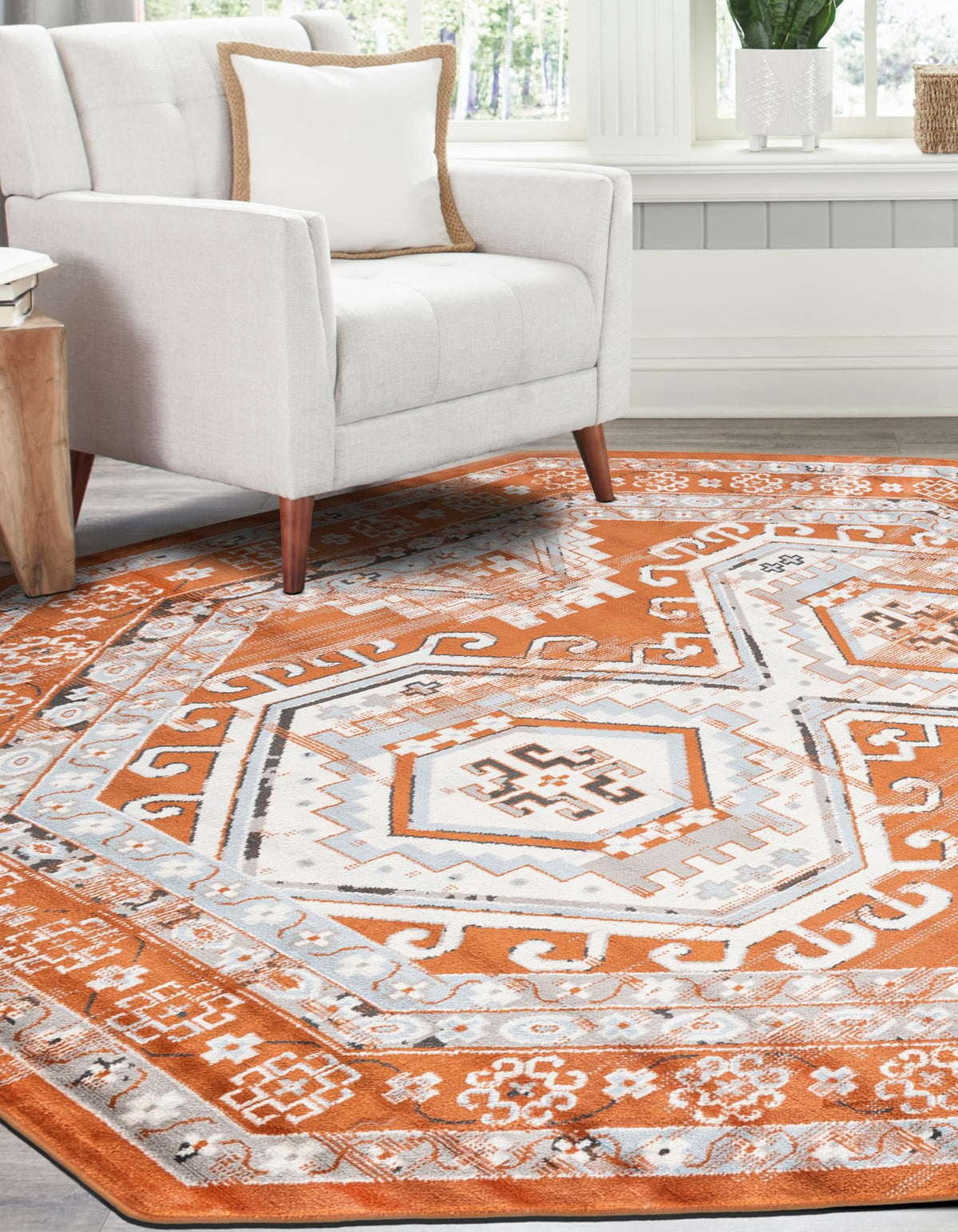 Savannah Elegance Collection Area Rug -  Tybee (Terracotta) Octagon Terracotta  lifestyle 50