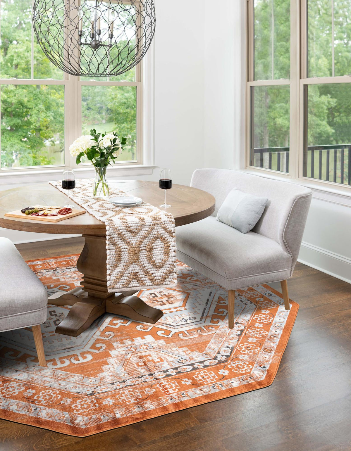 Savannah Elegance Collection Area Rug -  Tybee (Terracotta) Octagon Terracotta  lifestyle 52