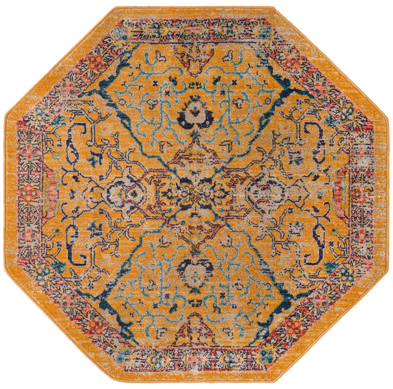 Seville Stripes Collection Area Rug -  Malaga (Yellow) Octagon Yellow  lifestyle 40