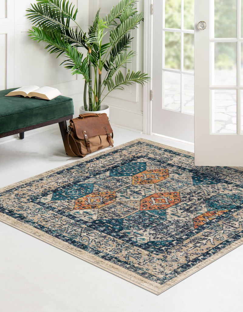 Seville Stripes Collection Area Rug -  Almeria Square Multi  lifestyle 12