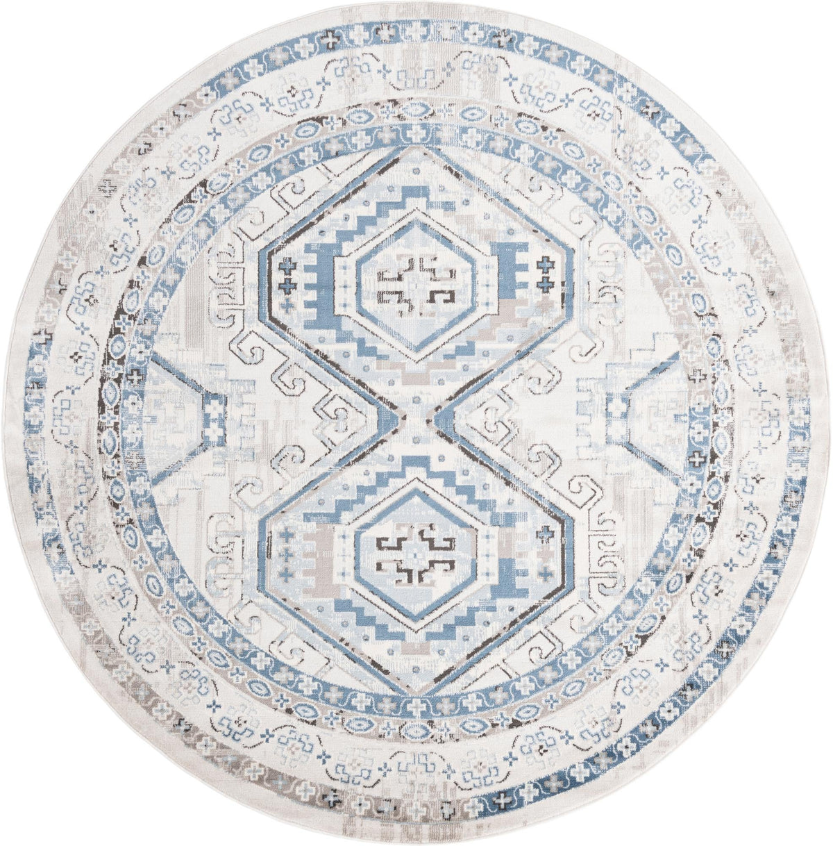 Savannah Elegance Collection Area Rug -  Tybee (Gray Blue) Round Gray Blue  lifestyle 15
