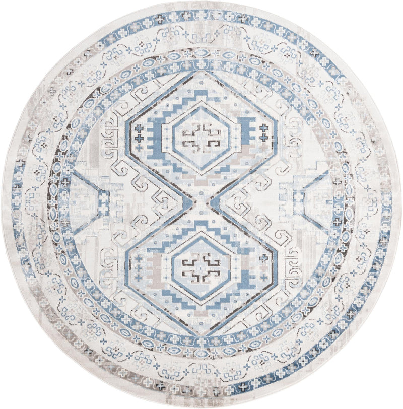 Savannah Elegance Collection Area Rug -  Tybee (Gray Blue) Round Gray Blue  lifestyle 15