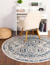 Savannah Elegance Collection Area Rug -  Tybee (Gray Blue) Round Gray Blue  lifestyle 30