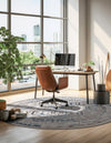 Savannah Elegance Collection Area Rug -  Tybee (Gray Blue) Round Gray Blue  lifestyle 44