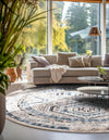 Savannah Elegance Collection Area Rug -  Tybee (Gray Blue) Round Gray Blue  lifestyle 49