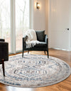 Savannah Elegance Collection Area Rug -  Tybee (Gray Blue) Round Gray Blue  lifestyle 54