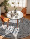 Savannah Elegance Collection Area Rug -  Tybee (Gray Blue) Round Gray Blue  lifestyle 59