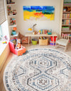 Savannah Elegance Collection Area Rug -  Tybee (Gray Blue) Round Gray Blue  lifestyle 69
