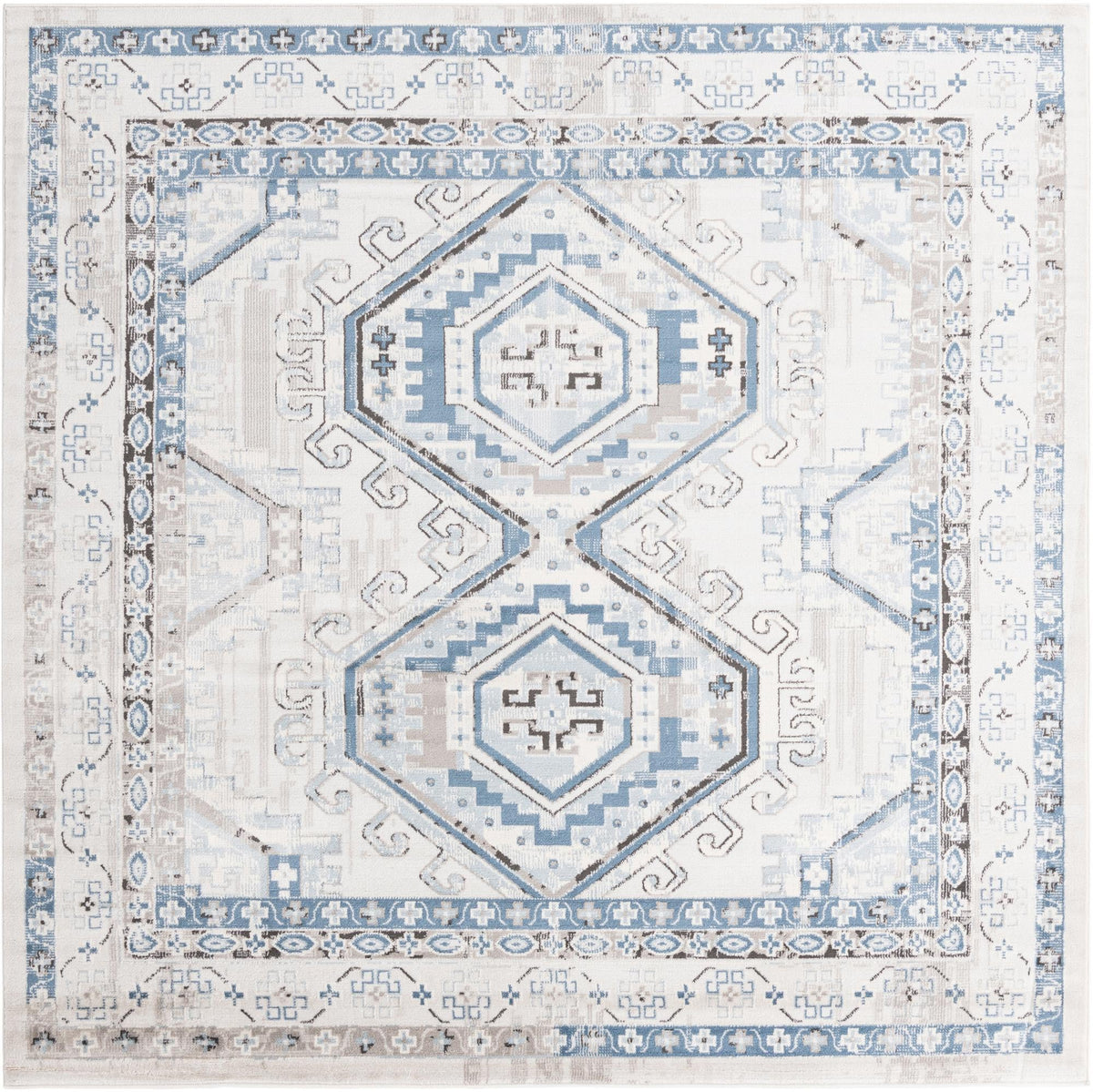 Savannah Elegance Collection Area Rug -  Tybee (Gray Blue) Square Gray Blue  lifestyle 16