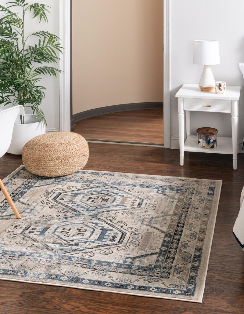 Savannah Elegance Collection Area Rug -  Tybee (Gray Blue) Square Gray Blue  lifestyle 21