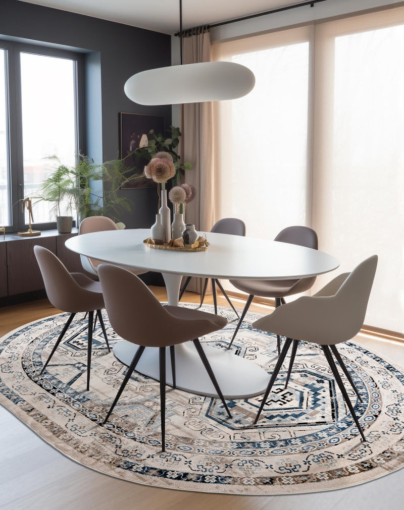 Savannah Elegance Collection Area Rug -  Tybee (Gray Blue) Oval Gray Blue  lifestyle 42