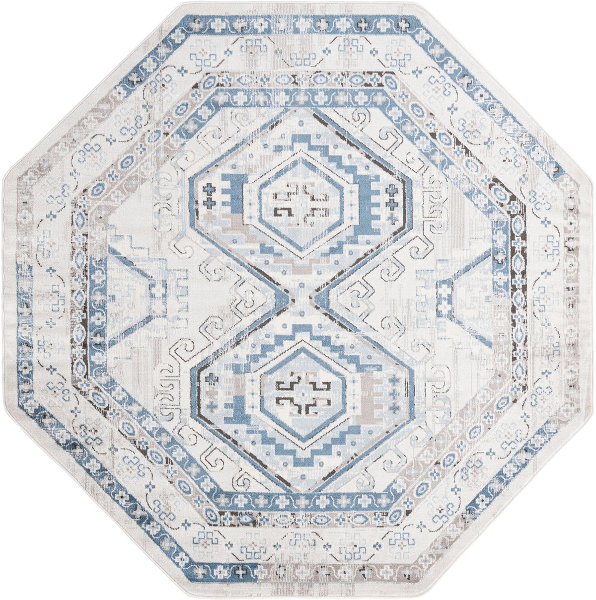 Savannah Elegance Collection Area Rug -  Tybee (Gray Blue) Octagon Gray Blue  lifestyle 18