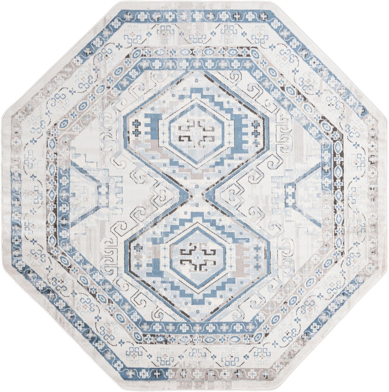 Savannah Elegance Collection Area Rug -  Tybee (Gray Blue) Octagon Gray Blue  lifestyle 18