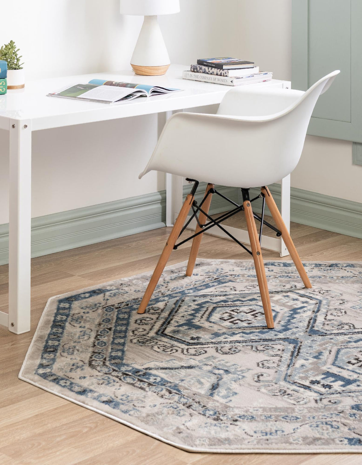 Savannah Elegance Collection Area Rug -  Tybee (Gray Blue) Octagon Gray Blue  lifestyle 23