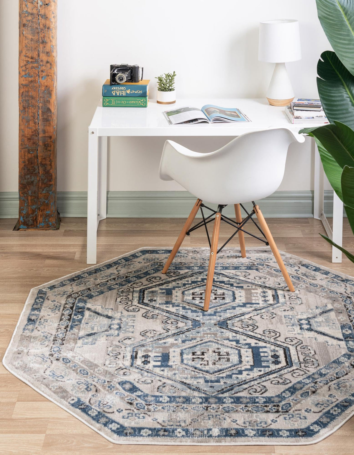 Savannah Elegance Collection Area Rug -  Tybee (Gray Blue) Octagon Gray Blue  lifestyle 32