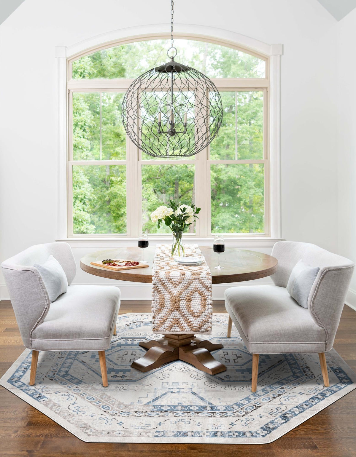 Savannah Elegance Collection Area Rug -  Tybee (Gray Blue) Octagon Gray Blue  lifestyle 43